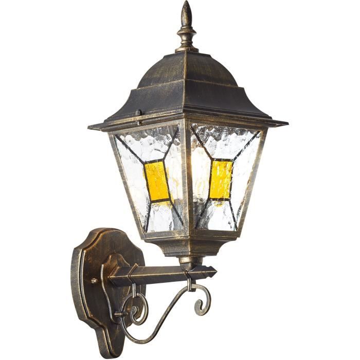 BRILLIANT JANEL Upward-facing Outdoor Wall Light - Black/Gold - Metal/Glass - IP44