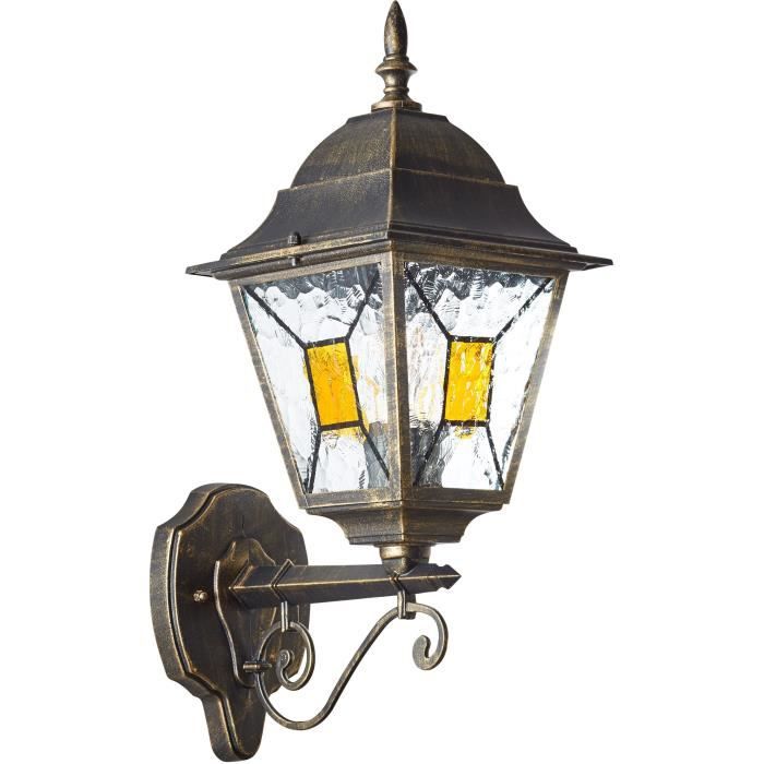 BRILLIANT JANEL Upward-facing Outdoor Wall Light - Black/Gold - Metal/Glass - IP44