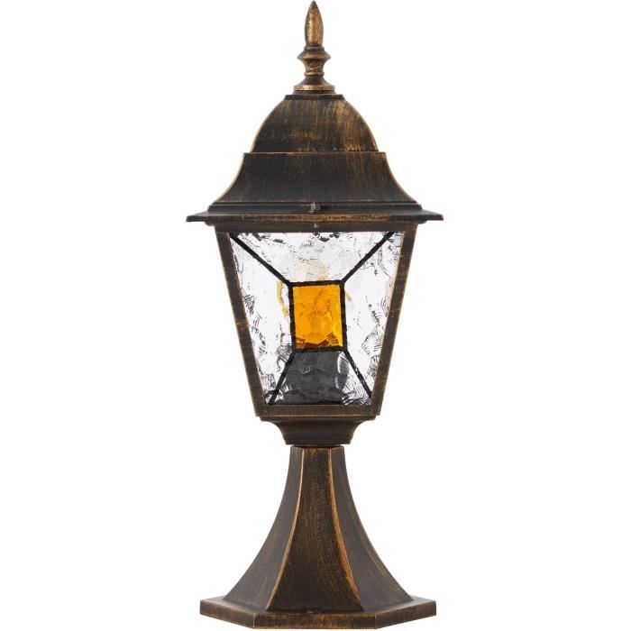 BRILLIANT JANEL Outdoor Bollard - Black Gold - Metal/Glass - E27 Max 60W - IP44