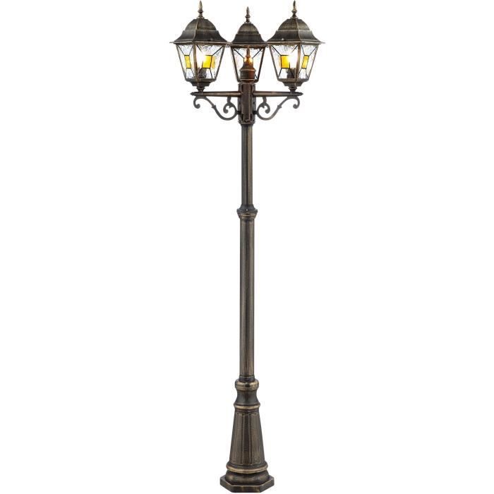 BRILLIANT JANEL Outdoor Floor Lamp - Black and Gold - Metal/Glass - 3x60W - IP44