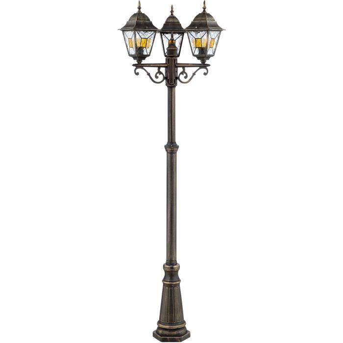BRILLIANT JANEL Outdoor Floor Lamp - Black and Gold - Metal/Glass - 3x60W - IP44