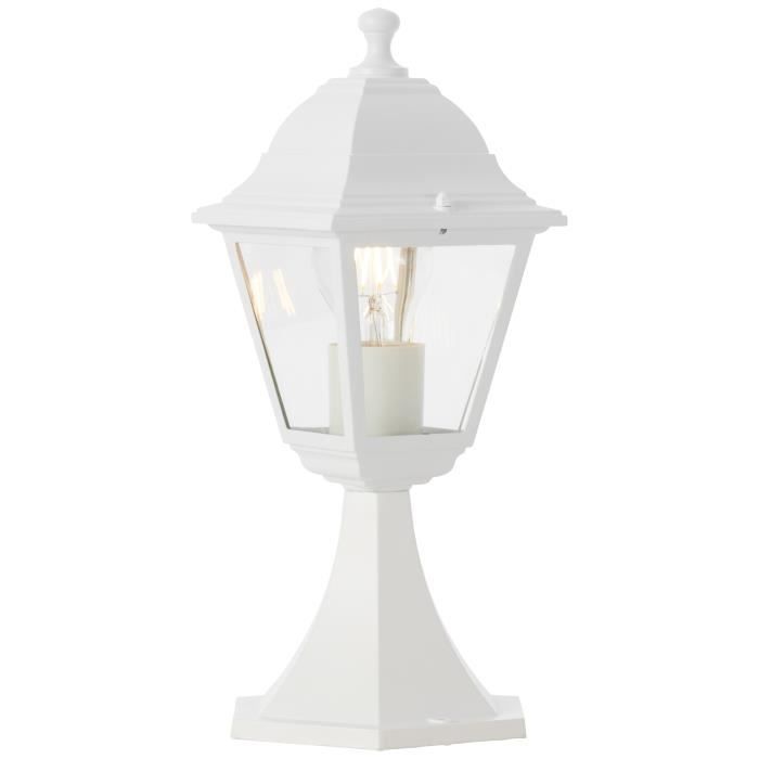 NISSIE Outdoor Bollard - White - Metal/Glass - IP44 - 1xE27 60W