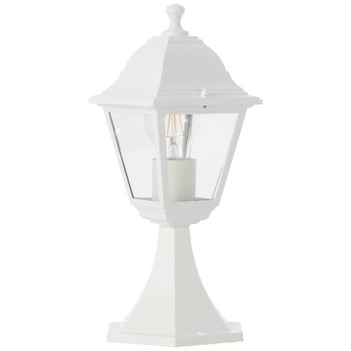 NISSIE Outdoor Bollard - White - Metal/Glass - IP44 - 1xE27 60W