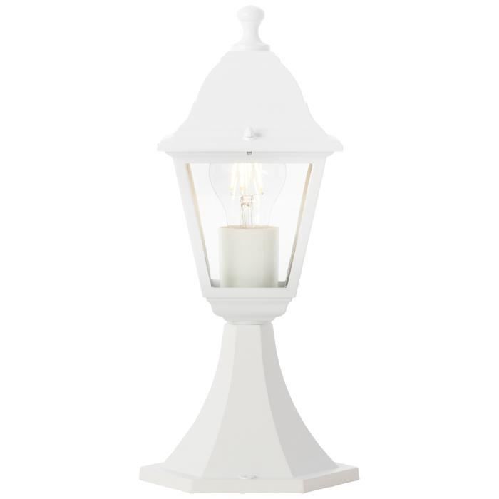 NISSIE Outdoor Bollard - White - Metal/Glass - IP44 - 1xE27 60W