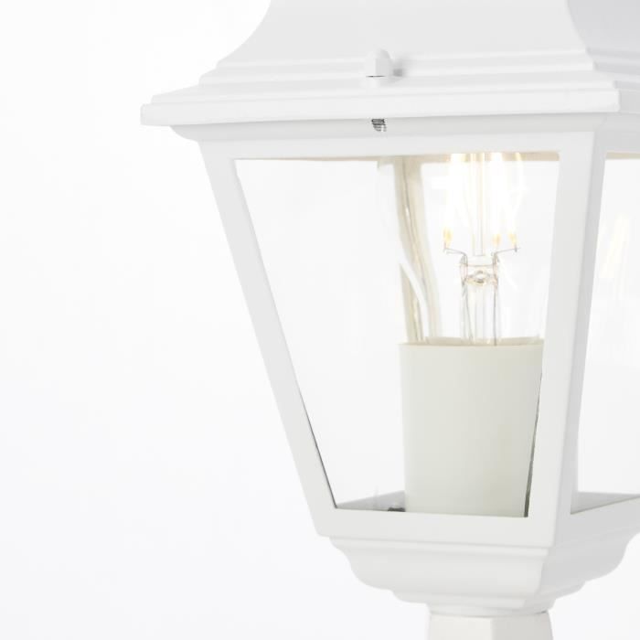 NISSIE Outdoor Bollard - White - Metal/Glass - IP44 - 1xE27 60W
