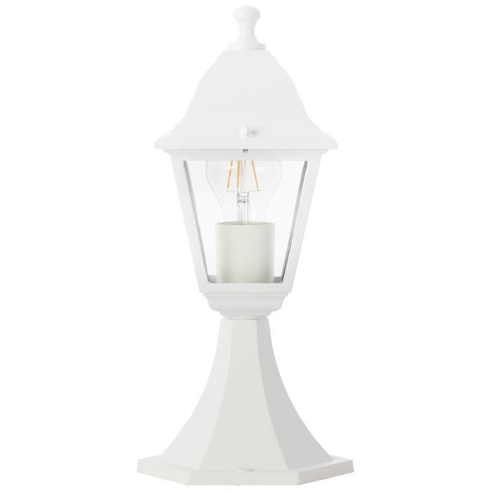 NISSIE Outdoor Bollard - White - Metal/Glass - IP44 - 1xE27 60W