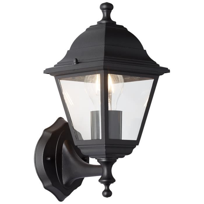 BRILLIANT NISSIE Upward Outdoor Wall Light - Black Metal/Glass - E27 1x60W