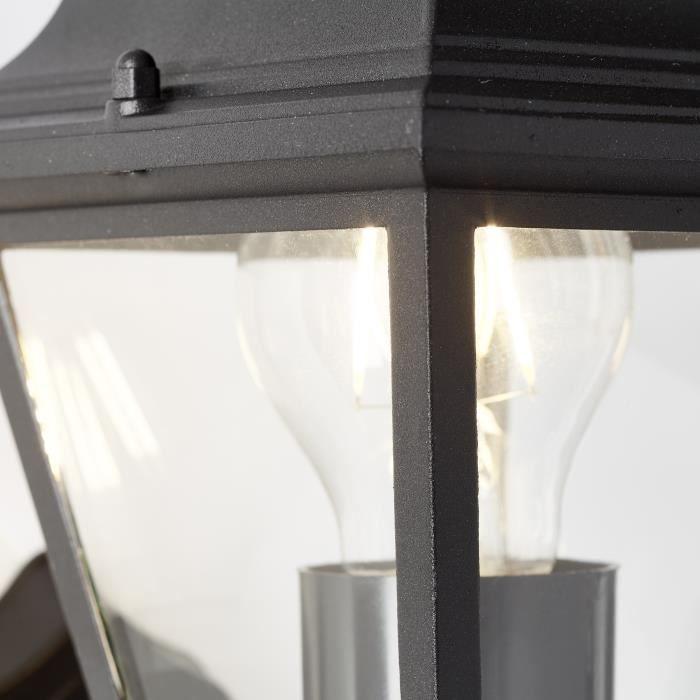 BRILLIANT NISSIE Upward Outdoor Wall Light - Black Metal/Glass - E27 1x60W