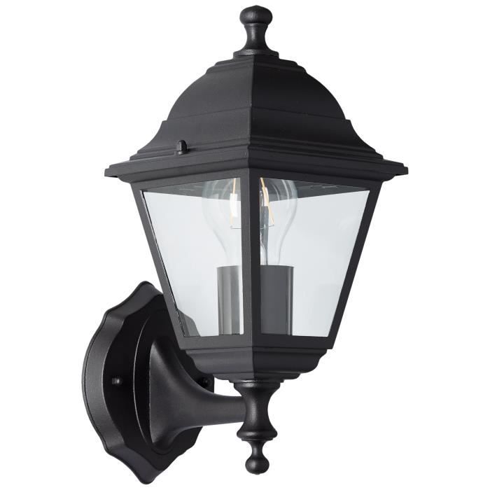BRILLIANT NISSIE Upward Outdoor Wall Light - Black Metal/Glass - E27 1x60W