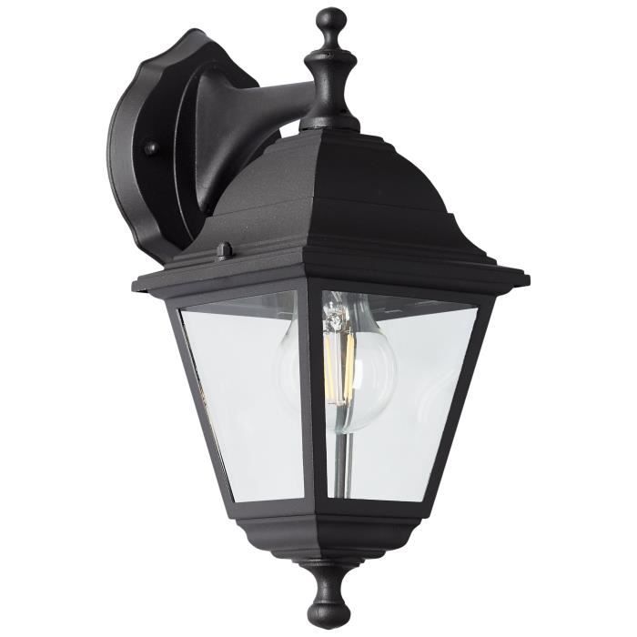 BRILLIANT NISSIE Downward-Facing Outdoor Wall Light - Black Metal/Glass - E27 1x60W