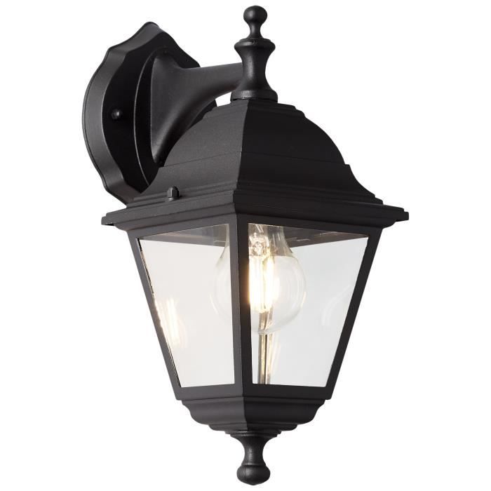 BRILLIANT NISSIE Downward-Facing Outdoor Wall Light - Black Metal/Glass - E27 1x60W
