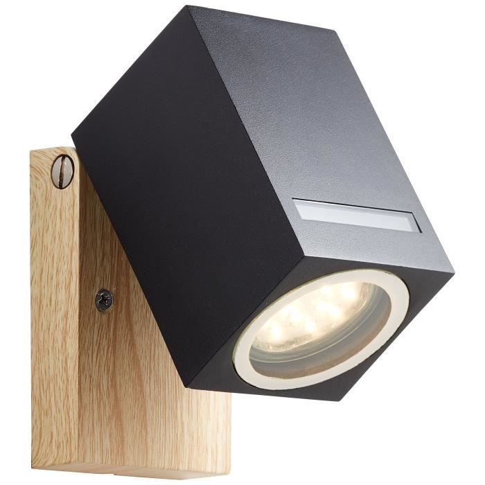 BRILLIANT GALENI Outdoor Wall Light - Black/Natural - Metal/Glass - GU10 1x20W - IP44