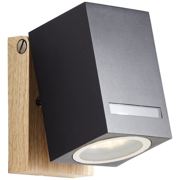 BRILLIANT GALENI Outdoor Wall Light - Black/Natural - Metal/Glass - GU10 1x20W - IP44
