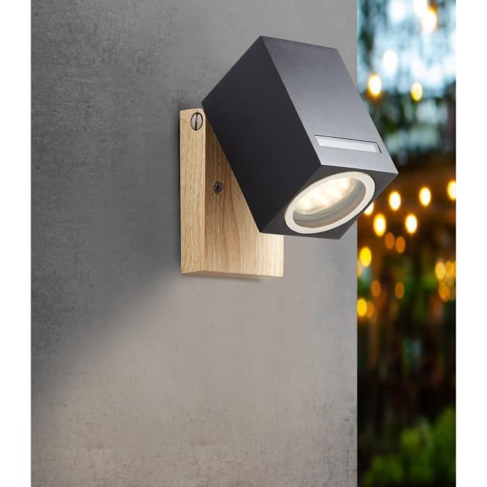 BRILLIANT GALENI Outdoor Wall Light - Black/Natural - Metal/Glass - GU10 1x20W - IP44
