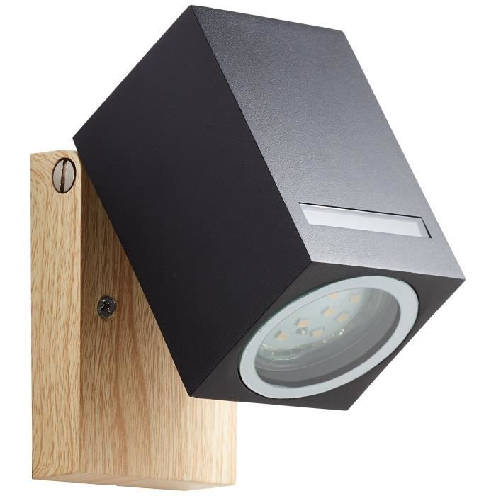 BRILLIANT GALENI Outdoor Wall Light - Black/Natural - Metal/Glass - GU10 1x20W - IP44