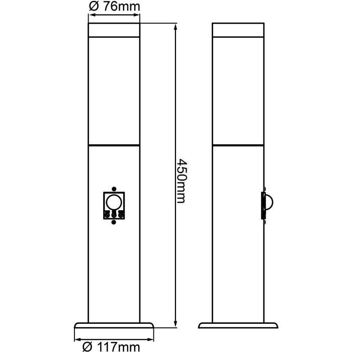 BRILLIANT Outdoor Bollard - DODY E27 - Motion Detector - Black - IP44 Certified