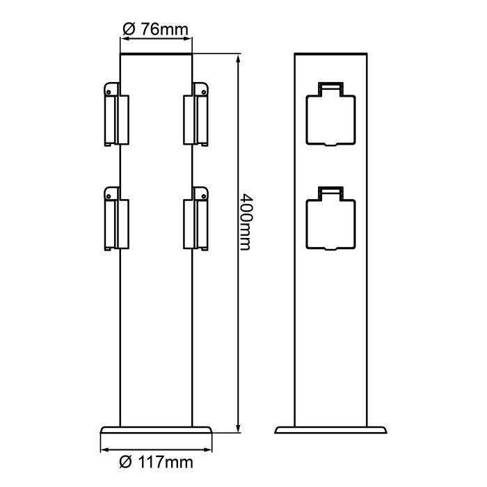 BRILLIANT - DODY Bollard with 4 black metal/plastic E27 sockets, LED xW, IP44 - Garden - Outdoor - Electric