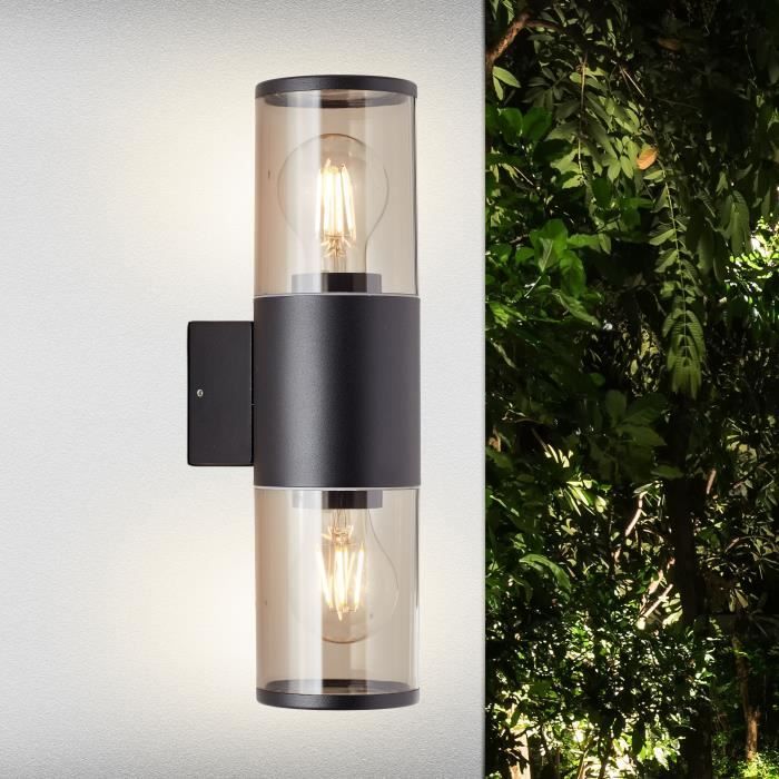 SERGIORO Outdoor Wall Light - Frosted Black Aluminum, IP44 Rated - Ideal for Outdoor Lighting E27-Fassungen