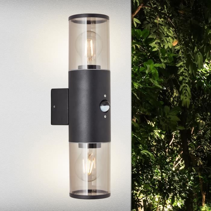 BRILLIANT SERGIORO Outdoor Wall Light - Frosted Black - Aluminium/Plastic - 2 L with Motion Sensor - IP44