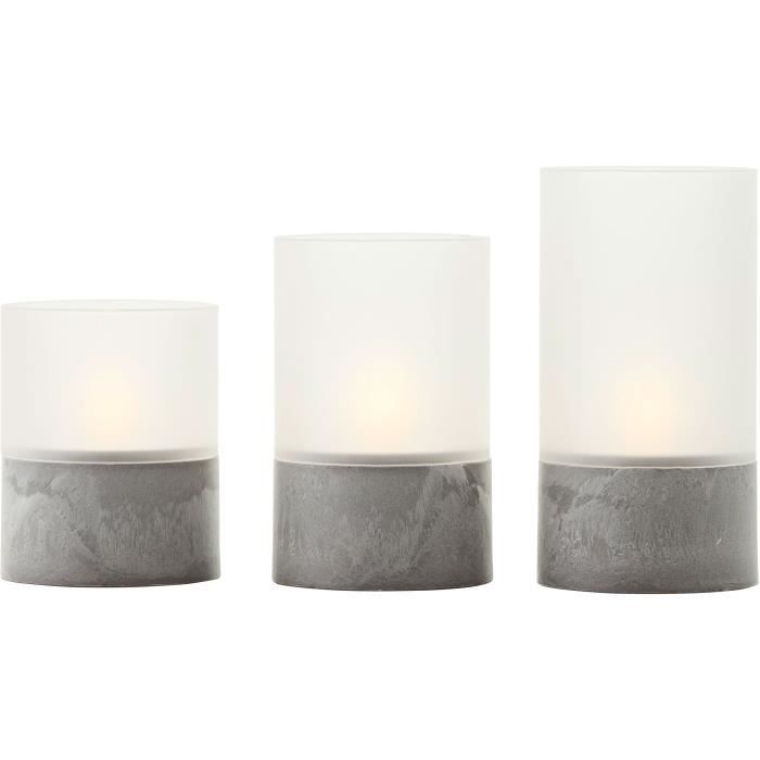 Set of 3 BRILLIANT LED Candle Table Lamps 2500K Grey and Matt White
