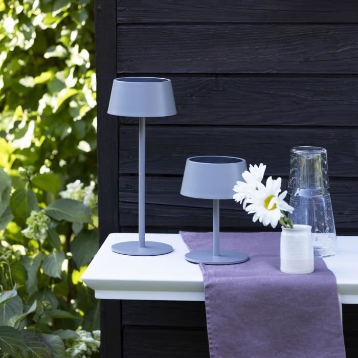 Lampe de table d'extérieur - BRILLIANT - PICCO - LED et solaire - Métal et plastique - 5 W - Gris dépoli
