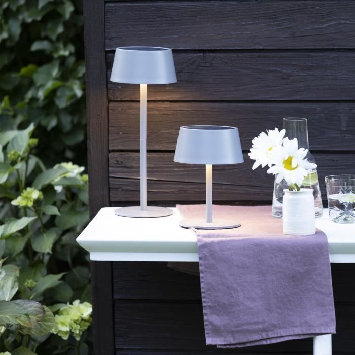 Lampe de table d'extérieur - BRILLIANT - PICCO - LED et solaire - Métal et plastique - 5 W - Gris dépoli