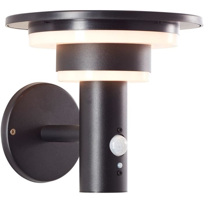 BRILLIANT Outdoor Wall Light GARVINA - LED Solar Powered - Motion Sensor - Stainless Steel/Plastic - 4W - Black
