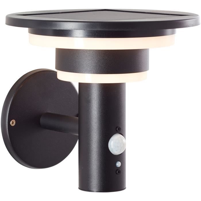 BRILLIANT Outdoor Wall Light GARVINA - LED Solar Powered - Motion Sensor - Stainless Steel/Plastic - 4W - Black