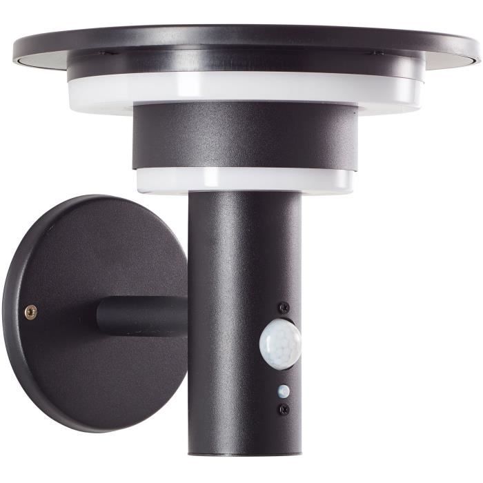 BRILLIANT Outdoor Wall Light GARVINA - LED Solar Powered - Motion Sensor - Stainless Steel/Plastic - 4W - Black