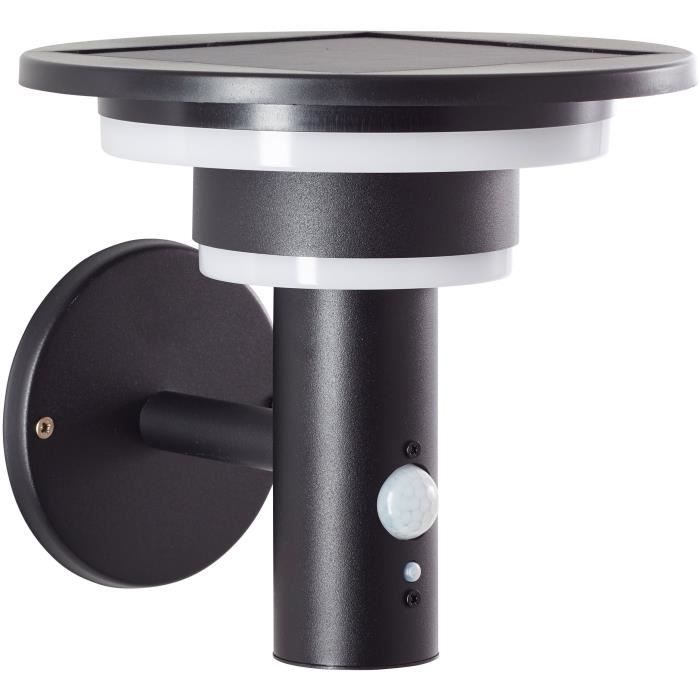 BRILLIANT Outdoor Wall Light GARVINA - LED Solar Powered - Motion Sensor - Stainless Steel/Plastic - 4W - Black