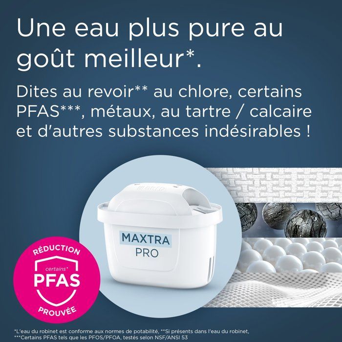 Carafe filtrante BRITA - Style Bleu - Capacité 2,4L dont 1,4L d'eau filtrée - 3 mois MAXTRA PRO