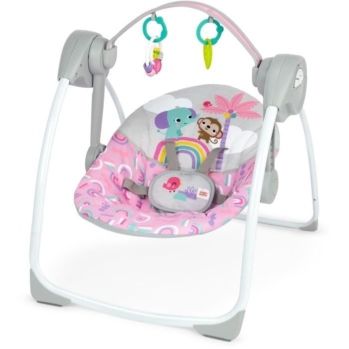 BRIGHT STARTS Electric Baby Swing - Compact - Pink - 6 Speeds