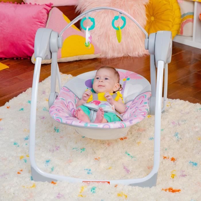 BRIGHT STARTS Electric Baby Swing - Compact - Pink - 6 Speeds