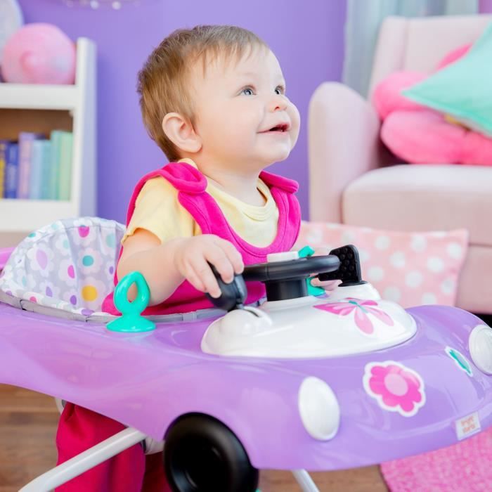 BRIGHT STARTS Trotteur bébé pliable 3 en 1, petite voiture, 3 modes de jeux évolutifs, violet, cadeau bébé