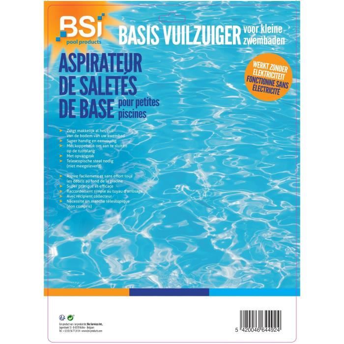 BSI Manual Pool Vacuum Cleaner - 30 cm - With Debris Collection Bag