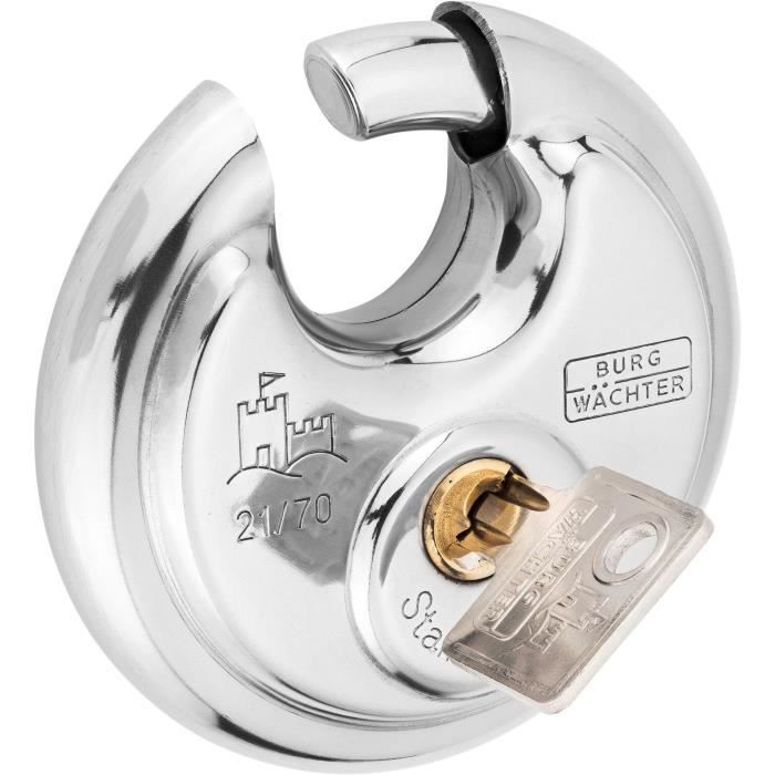 Cylindrical Padlock - BURG WACHTER - 21 70 SB - Stainless Steel 70 mm, Key Opening