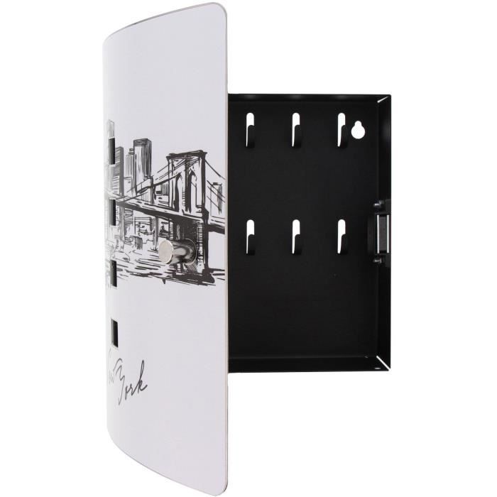 BURG-WÄCHTER Key Cabinet - 6204/10 Ni Skyline NY - Magnetic Closure - Stainless Steel Door