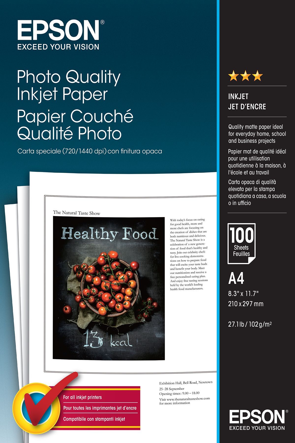 Epson Coated Photo Paper - 100 Sheets A4 102 g