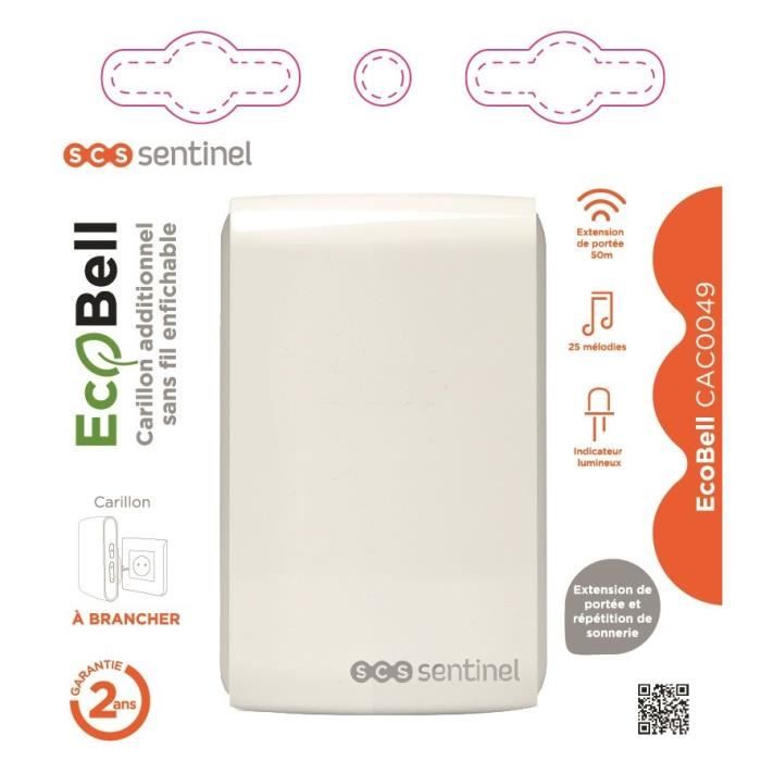 SCS SENTINEL Ecobell CAC0049 Wireless Doorbell - 350 m Range - 25 Melodies