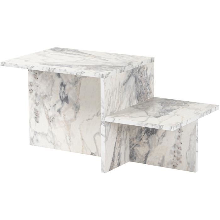 HARMONY Coffee Table - Rectangular - Freesia Marble Effect - 80 x 40 x 40 cm