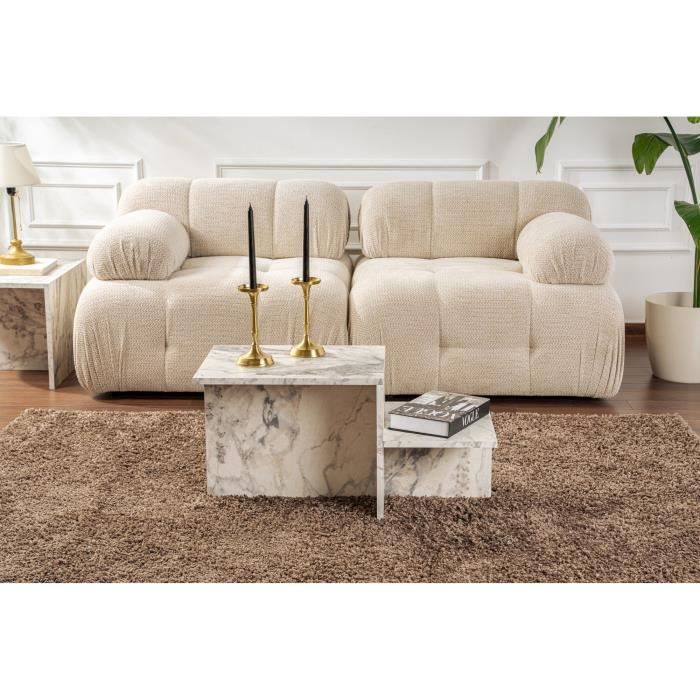 HARMONY Coffee Table - Rectangular - Freesia Marble Effect - 80 x 40 x 40 cm
