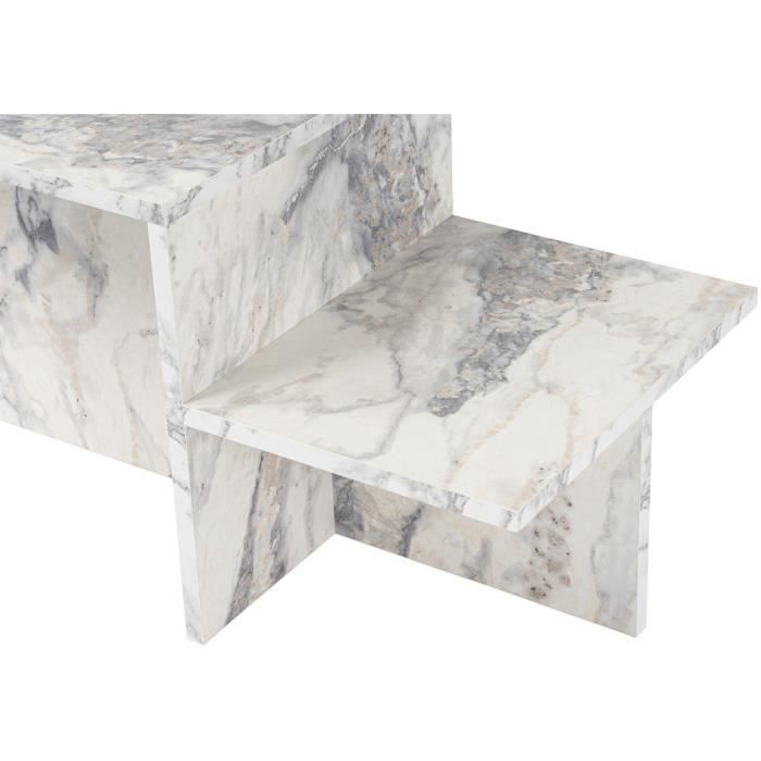 HARMONY Coffee Table - Rectangular - Freesia Marble Effect - 80 x 40 x 40 cm