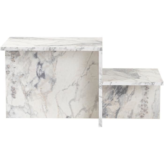 HARMONY Coffee Table - Rectangular - Freesia Marble Effect - 80 x 40 x 40 cm