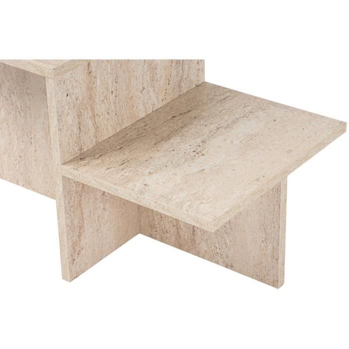 HARMONY Coffee Table - Rectangular - Travertine Effect - 80 x 40 x 40 cm