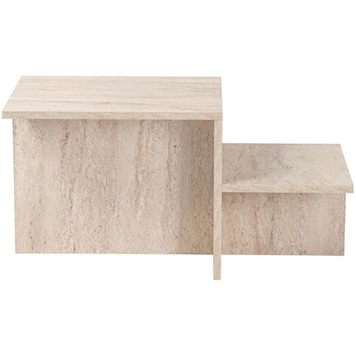HARMONY Coffee Table - Rectangular - Travertine Effect - 80 x 40 x 40 cm