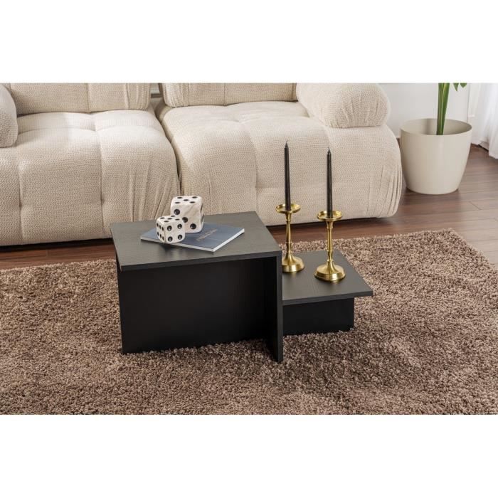 HARMONY Coffee Table - Rectangular - Black - 80 x 40 x 40 cm