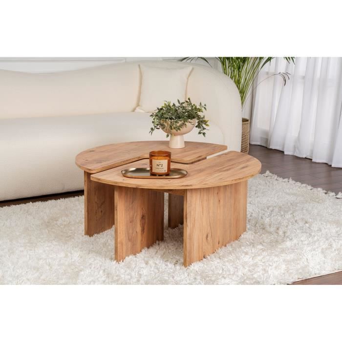MOIRA Round Coffee Table - Atlantic Pine - 90 x 90 x 41 cm