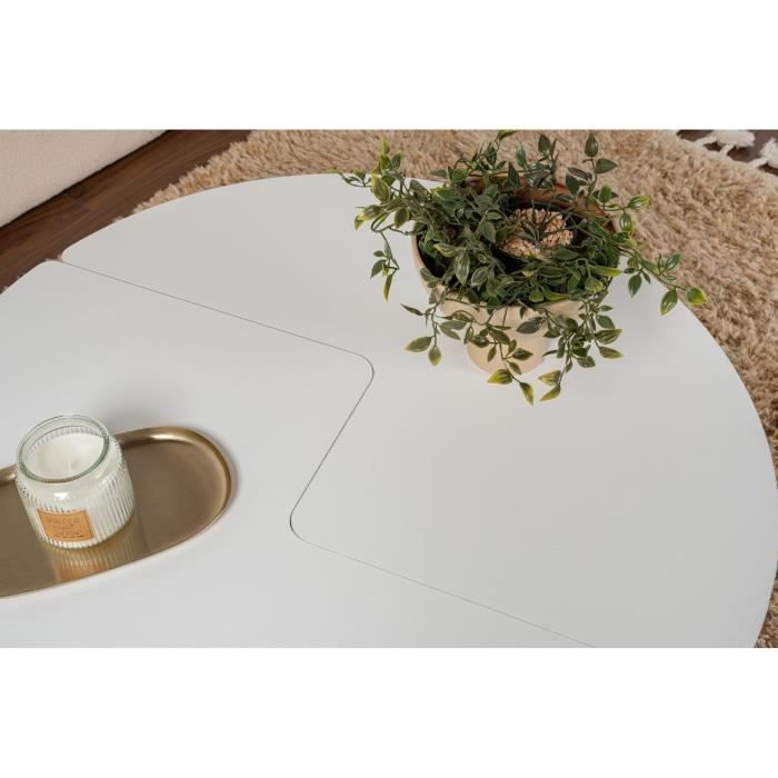 MOIRA Coffee Table - Round - Natural White - Ø90 x H41 cm