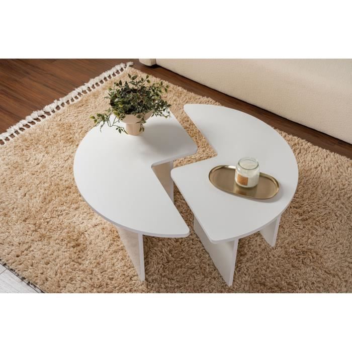 MOIRA Coffee Table - Round - Natural White - Ø90 x H41 cm