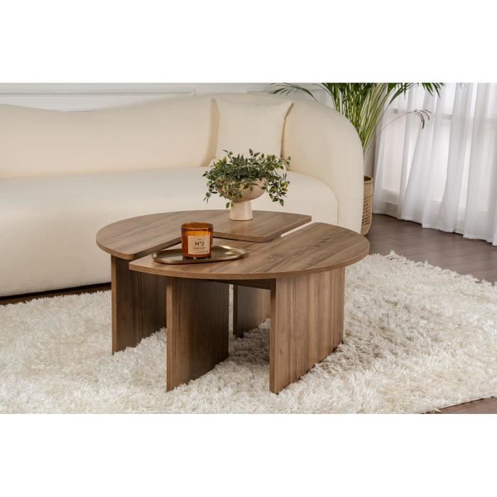 MOIRA Coffee Table - Round - Walnut - Ø90 x H41 cm